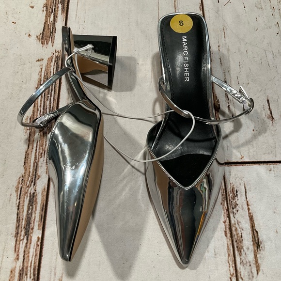 NWT MARC FISHER STRAPPY MIRROR POINTED TOE HEELS - Picture 1 of 8